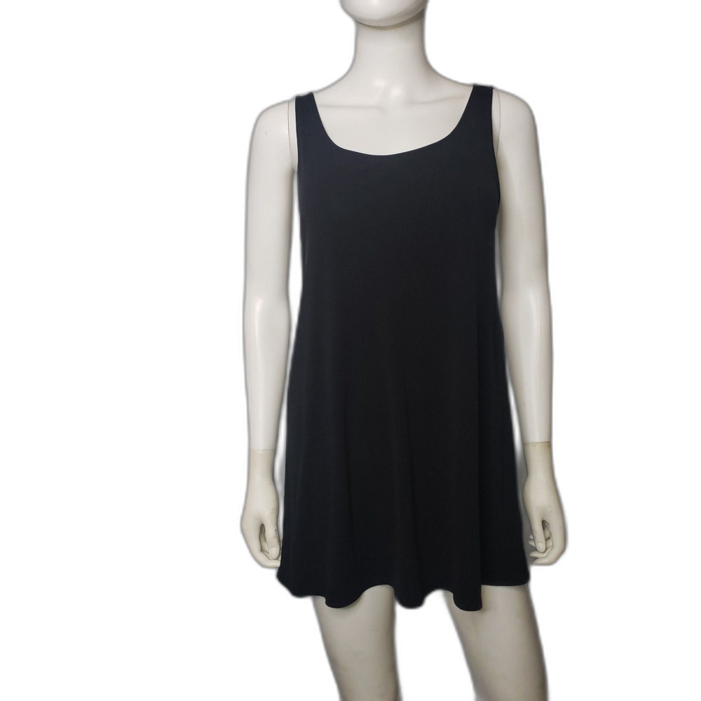 EILEEN FISHER Black Silk Tunic Length Camisole Tank Top Womens Size Medium